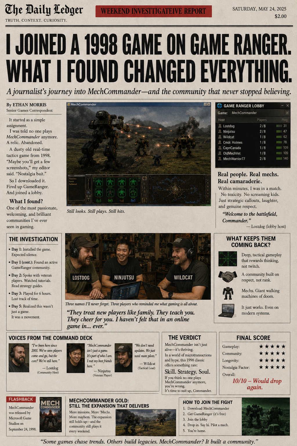 MUST READ:  "A Journalist's journey into Mechcommander"